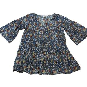 Natural Life Blue Floral Babydoll Dress, boho, cottagecore, XL